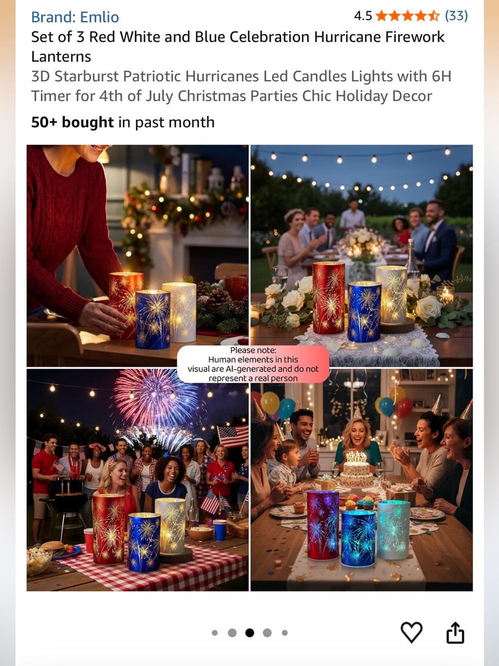 Patriotic Firework LED Candle Lanterns - Red White Blue